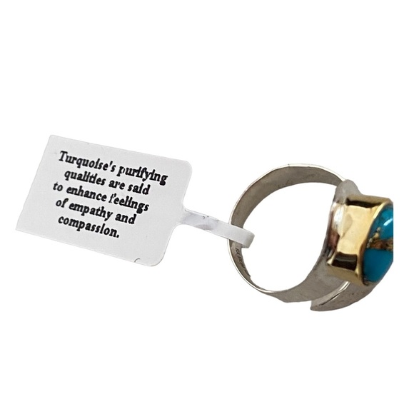 NWT Sterling silver 925 hammered wrap ring copper turquoise gold size 8 - Picture 5 of 7